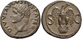 Octavian as Augustus, 27 BC – 14 AD. Divus Augustus. As circa 34-37 AD, Æ 10.73g. DIVVS AVGSTVS PATER Radiate head of Augustus l. Rev. S – C Eagle, he...