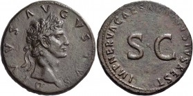 Octavian as Augustus, 27 BC – 14 AD. Divus Augustus. Sestertius circa 98, Æ 25.87g. DIVVS AVGVSTVS Laureate head of Augustus r. Rev. IMP NERVA CAES AV...