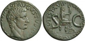 Tiberius, 14 – 37 AD. As circa 15-16, Æ 10.91 g. [TI CAESAR] DIVI AVG F AVGVSTVS IMP VII Bare head r. Rev. PONTIF MAXIM TRIBVN POTEST XVII Draped fema...
