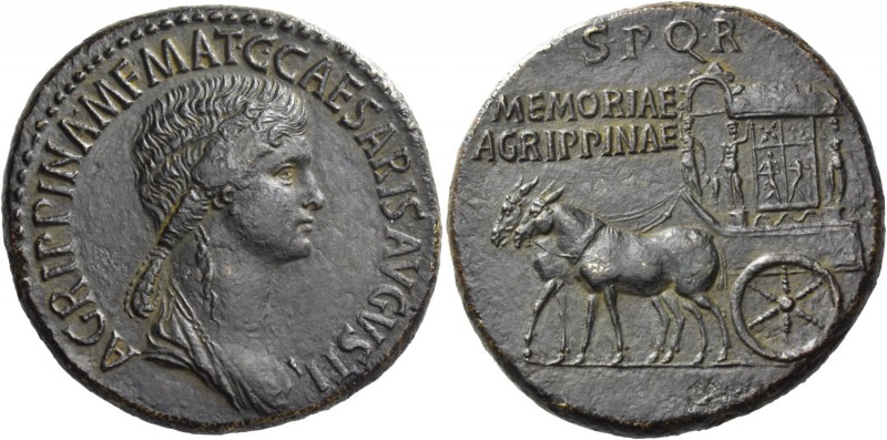 Tiberius, 14 – 37 AD, In the name of Agrippina Senior, mother of Gaius. Sesterti...