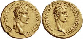 Gaius, 37-41. Aureus 40, AV 7.88 g. C CAESAR AVG PON M TR POT III COS III Laureate head of Gaius r. Rev. GERMANICVS CAES P C CAES AVG GERM Bare head o...