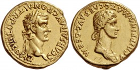 Gaius, 37-41. Aureus 40, AV 7.83 g. C·CAESAR·AVG·PON·M·TR·POT·III·COS·III Laureate head of Gaius r. Rev. AGRIPPINA·MAT·C·CAES·AVG·GERM Draped bust of ...