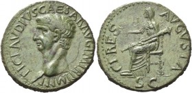 Claudius, 41 – 54. Dupondius circa 50-54, Æ 11.59 g. TI CLAVDIVS CAESAR AVG P M TR P IMP P P Bare head l. Rev. CERES – AVGVSTA Ceres, veiled and drape...