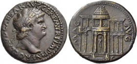 Nero augustus, 54 – 68. Dupondius, Lugdunum circa 65, Æ 13.63 g. NERO CLAVD CAESAR AVG GER P M TR P IMP P Laureate head r. with globe at point of bust...