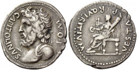 The Civil Wars, 68 – 69. Denarius, Southern Gaul (?) 69, AR 3.55 g. I .O.M. CAPITOLINVS Diademed and draped bust of Jupiter l., with small palm branch...