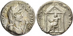 The Civil Wars, 68 – 69. Denarius, Southern Gaul 69, AR 3.33 g. VESTA P R – Q. VIRTIVM Bust of Vesta r. wearing veil and stephane; in front, lighted t...