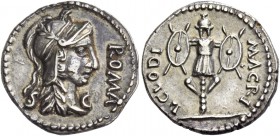 Clodius Macer, April (?) – October (?) 68. Denarius, Carthage (?), April – October (?) 68, AR 3.45 g. ROMA Helmeted head of Roma r.; at sides, S – C. ...