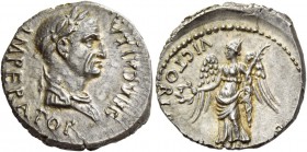 Galba, 68 – 69. Denarius, Gaul April to late Autumn 68, AR 3.75 g. SER GALBA – IMPERATOR Laureate head r. Rev. VICTORIA – P R Draped Victory standing ...