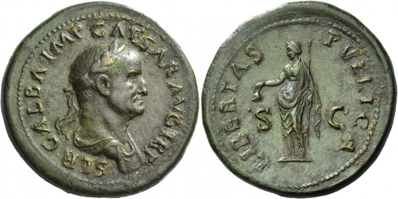 Galba, 68 – 69. Sestertius, circa 68 – 69, Æ 27.75 g. SER GALBA IMP CAESAR AVG T...