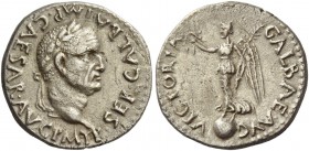 Galba, 68 – 69. Quinarius, Lugdunum circa November 68 to 15 January 69, AR 1.70 g. SER GALBA IMP CAESAR AVG P M T P Laureate head r. Rev. VICTORIA – G...