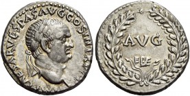 Vespasian, 69 – 79. Denarius, Ephesus 71, AR 3.24 g. IMP CAESAR VESPAS AVG COS III TR P P P Laureate head r. Rev. AVG / EPHE within wreath. C 40. BMC ...