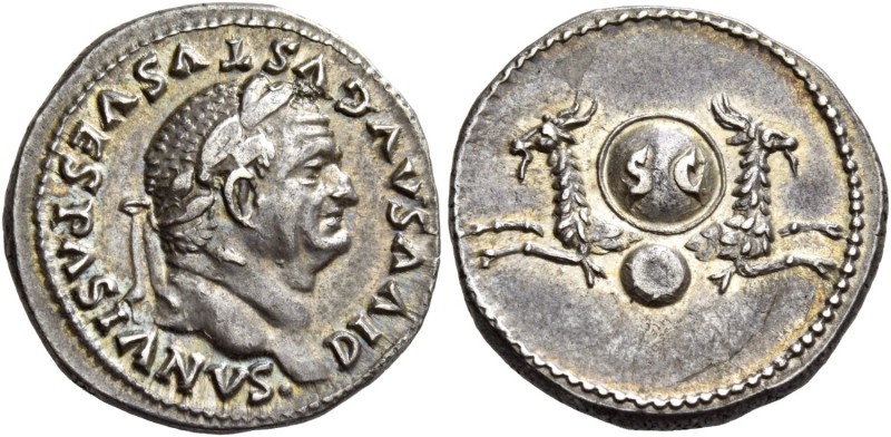 Vespasian, 69 – 79. Divus Vespasianus. Denarius 80-81, AR 3.13 g. DIVVS AVGVSTVS...