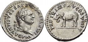 Titus augustus, 79 – 81. Denarius 80, AR 3.47 g. IMP TITVS CAES VESPASIAN AVG P M Laureate head with slight beard r. Rev. TR P IX IMP XV COS VIII P P ...
