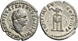 Titus augustus, 79 – 81. Denarius 80, AR 3.38 g. IMP TITVS CAES VESPASIAN AVG P M Laureate head with slight beard r. Rev. TR P IX IMP XV – COS VIII P ...