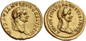 Domitian augustus, 81 – 96. Aureus 82–83, AV 7.74 g. IMP CAES DOMITIANVS AVG P M Laureate head of Domitian r. Rev. DOMITIA AVGVSTA IMP DOMIT Draped bu...