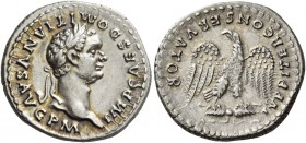 Domitian augustus, 81 – 96. Denarius 82-83, AR 3.59 g. IMP CAES DOMITIANVS AVG P M Laureate head r. Rev. IVPPITER CONSERVATOR Eagle standing facing, w...
