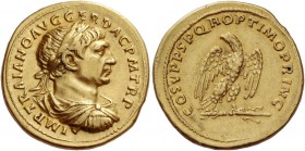 Trajan 98 – 117. Aureus circa 107-108, AV 7.34 g. IMP TRAIANO AVG GER DAC P M TR P Laureate, draped and cuirassed bust r. Rev. COS V P P S P Q R OPTIM...