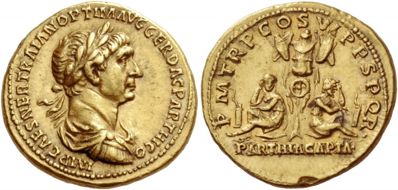 Trajan 98 – 117. Aureus after 20 February – circa Autumn 116, AV 7.37 g. IMP CAE...