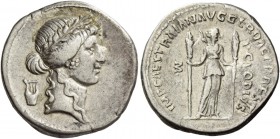 Trajan 98 – 117. Restored issue of P. Claudius. Denarius circa 112-113, AR 3.38 g. Head of Apollo r.; behind, lyre. Rev. IMP CAES TRAIAN AVG GER DAC P...