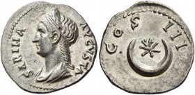 Sabina, wife of Hadrian. Hybrid denarius with Hadrian reverse circa 134-138, AR 2.90 g. SABINA – AVGVSTA Diademed and draped bust l. Rev. COS III Star...