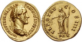 Antoninus Pius, 138 – 161. Aureus 151-152, AV 7.36 g. IMP CAES T AEL HADR AN – TONINVS AVG PIVS P P Laureate, draped and cuirassed bust r. Rev. TR P –...