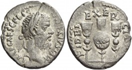 Pescennius Niger, 193 – 194. Denarius, Antiochia 193-194, AR 2.54 g. IMP CAES C PESC – [NIGER] IVST AV Laureate head r. Rev. FIDEI – EXER – CITI Three...