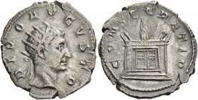 Consecration coins of Trajan Decius, 249 – 251. Consecration issue of Augustus. Antoninianus 250-251, AR 3.21 g. DIVO AVGVSTO Radiate head of Divus Au...