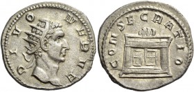 Consecration coins of Trajan Decius, 249 – 251. Consecration issue of Nerva. Antoninianus 250-251, AR 4.11 g. DIVO – NERVE Radiate head of Divus Nerva...