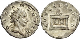 Consecration coins of Trajan Decius, 249 – 251. Consecration issue of Nerva. Antoninianus 250-251, AR 3.61 g. DIVO NERVAE Radiate head of Divus Nerva ...