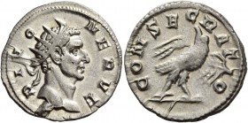 Consecration coins of Trajan Decius, 249 – 251. Consecration issue of Nerva. Antoninianus 250-251, AR 3.83 g. DIVO – NERVE Radiate head of Divus Nerva...