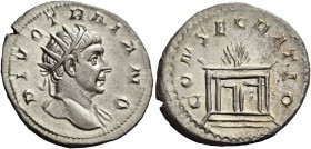 Consecration coins of Trajan Decius, 249 – 251. Consecration issue of Trajan. Antoninianus 250-251, AR 4.53 g. DIVO TRAIANO Radiate head of Divus Trai...