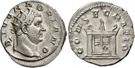 Consecration coins of Trajan Decius, 249 – 251. Consecration issue of Hadrian. Antoninianus 250-251, AR 4.01 g. DIVO HADRIANO Radiate head of Divus Ha...