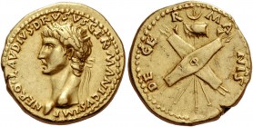 In the name of Nero Claudius Drusus, brother of Tiberius and father of Claudius
Aureus circa 41-45, AV 7.69 g. NERO CLAVDIVS DRVSVS GERMANICVS IMP La...