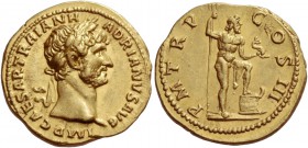 Hadrian, 117 – 138
Aureus 119-122, AV 7.24 g. IMP CAESAR TRAIAN H – ADRIANVS AVG Laureate head r. Rev. P M TR P – COS III Neptune standing r., with f...