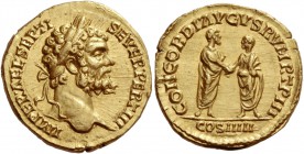 Septimius Severus, 193 – 211
Aureus, possibly struck in India circa 193-211, AV 7.67 g. IMPER A EL SEPTI – SEVER PERT III Laureate head r. Rev. CONCO...