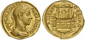 Severus Alexander, 222 – 235
Aureus 226, AV 5.86 g. IMP C M AVR SEV ALEXAND AVG Laureate, draped and cuirassed bust r. Rev. P M TR P V COS II P P Nym...