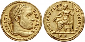 Licinius I, 308 – 324
Aureus 312-313, AV 4.27 g. LICINI – VS P F AVG Laureate head r. Rev. IOVI CONSERV – ATORI AVGG Jupiter seated l. on throne, hol...