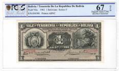 Bolivia - 1 Boliviano - 1902 - PCGS 67 OPQ - Pick#92a