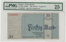 Poland - Ghetto Lodz - 50 Mark - 1940 - PMG 25 - PO-566a - Orange S/N 002585