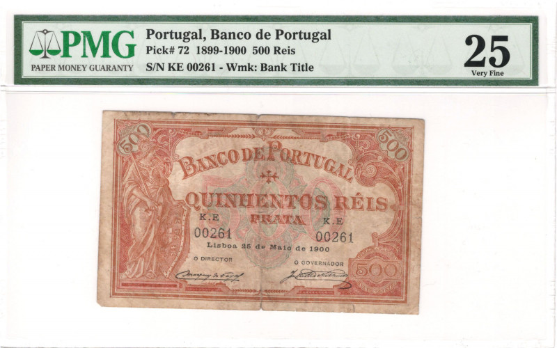 Portugal - Banko de Portugal - 500 Reis - 1899-1900 - PMG 25 - Pick#72