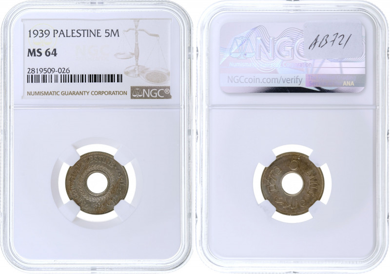 Palestine - 5 Mils - NGC MS64 - 1939