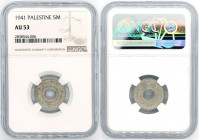 Palestine - 5 Mils - NGC AU53 - 1941