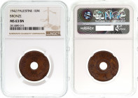 Palestine - 10 Mils - Bronze - NGC 2814889-015 MS 63 BN - 1942