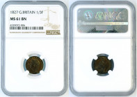 Great Britain - 1/3 farthing 1827 - NGC MS-61 BN