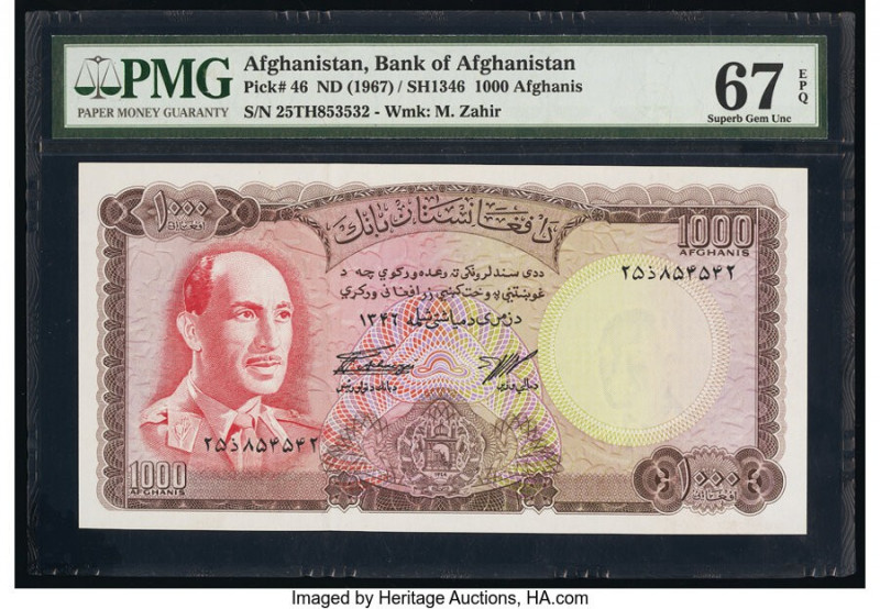 Afghanistan Bank of Afghanistan 1000 Afghanis ND (1967) / SH1346 Pick 46 PMG Sup...