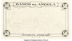 Group of 7 Printed Presentation Essays Angola Banco De Angola 20 Angolares 1944 Pick 79. Group of 7 Presentation Essays, 40 x 30 cm in size, with anno...