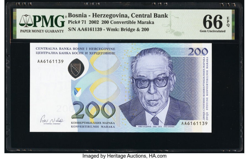 Bosnia - Herzegovina Central Bank 200 Convertible Maraka ND (2002) Pick 71 PMG G...