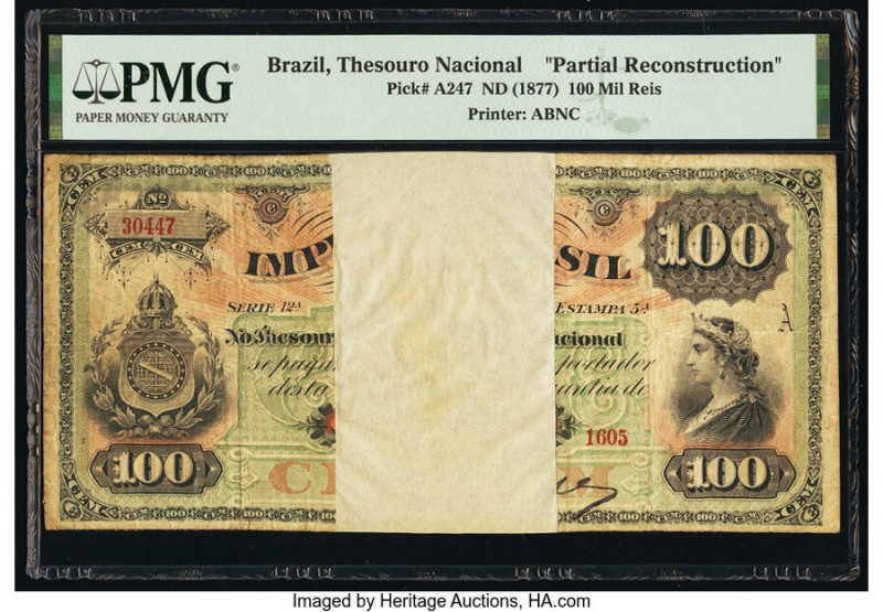 Brazil Thesouro Nacional 100 Mil Reis ND (1877) Pick A247 Partial Reconstruction...