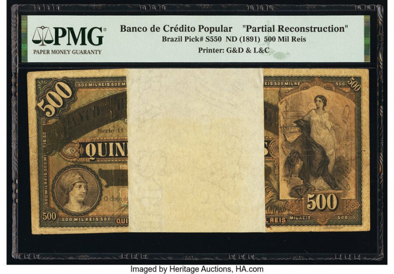 Brazil Banco de Credito Popular 500 Mil Reis ND (1891) Pick S550 Partial Reconst...