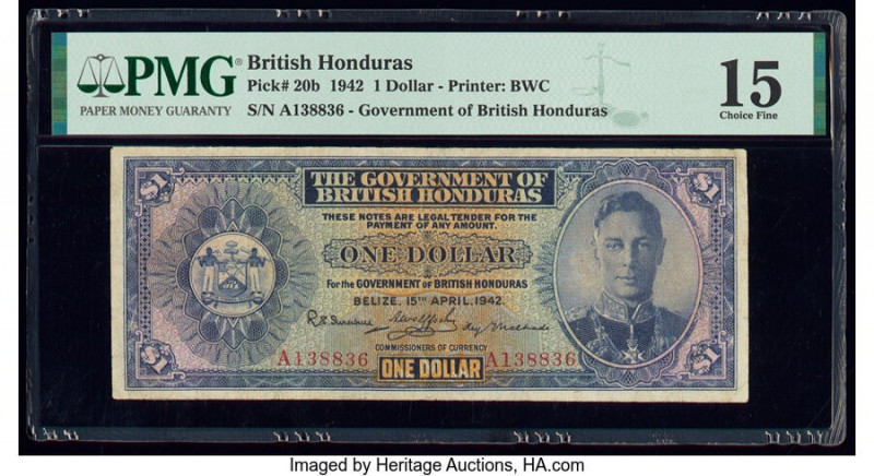British Honduras Government of British Honduras 1 Dollar 15.4.1942 Pick 20b PMG ...